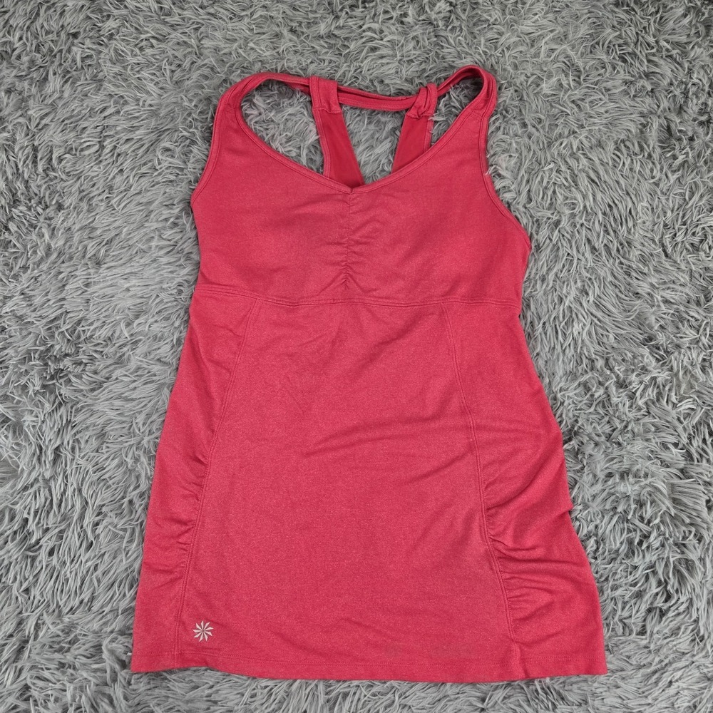 Athleta Womens Medium Red Ruched Shelf Bra Racerback Tank Top 919069